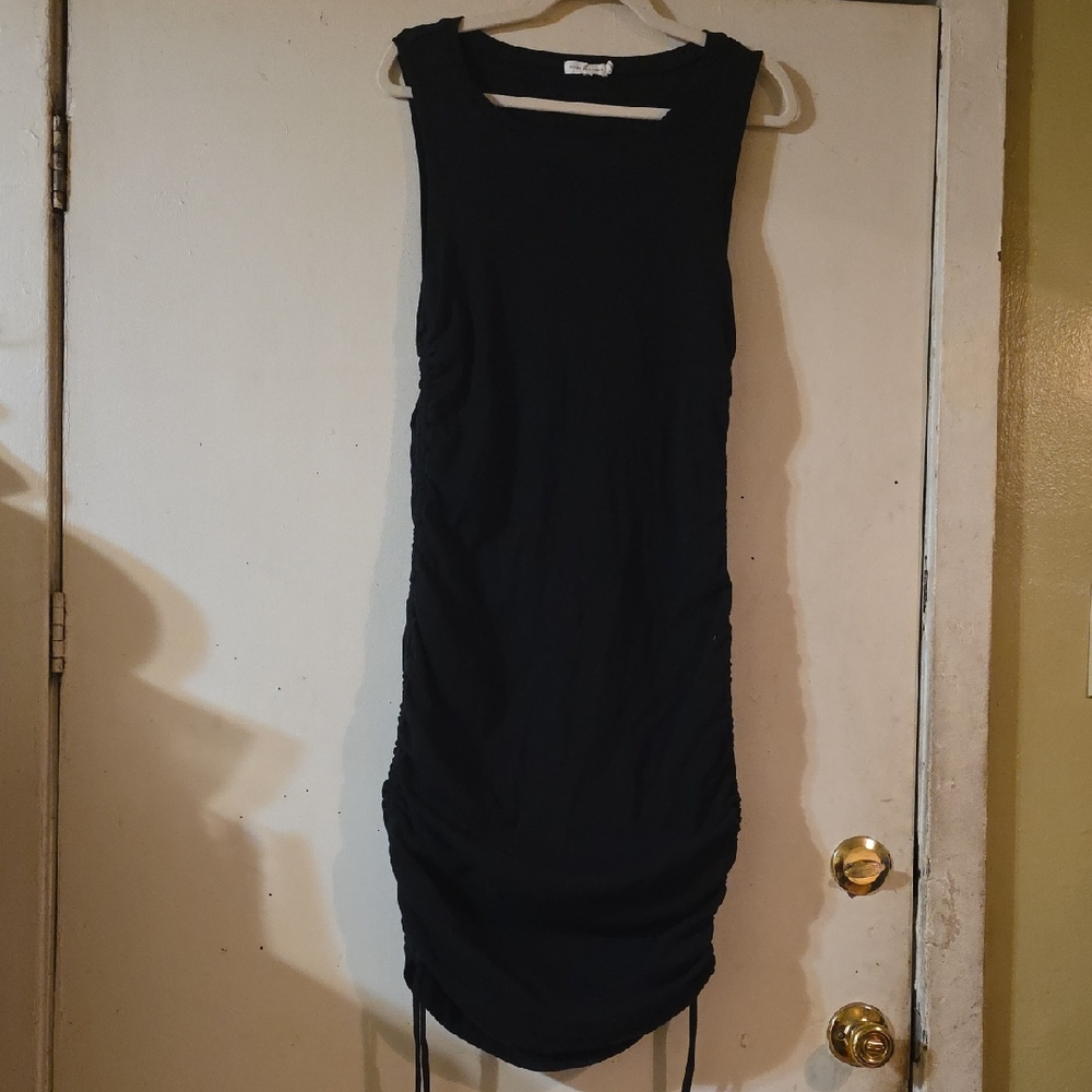 Good American Black Ruched Mini Dress